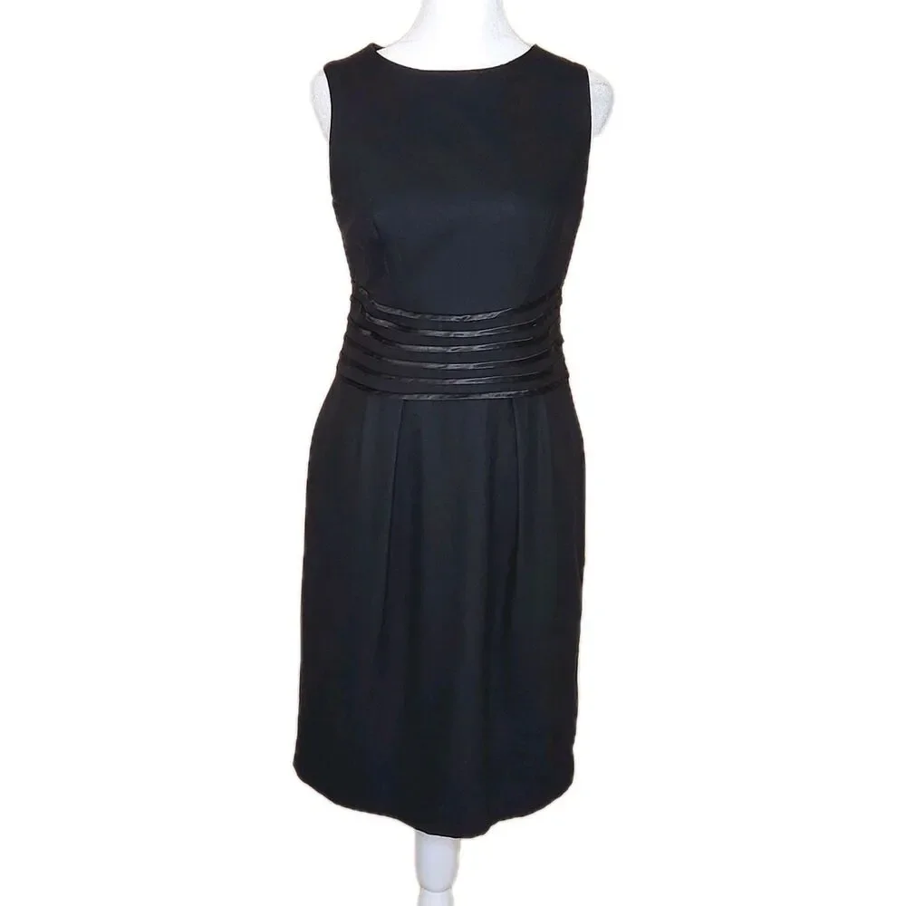 Banana Republic Black Wool Blend Sleeveless Sheath Dress Women's 6 Quiet Luxury